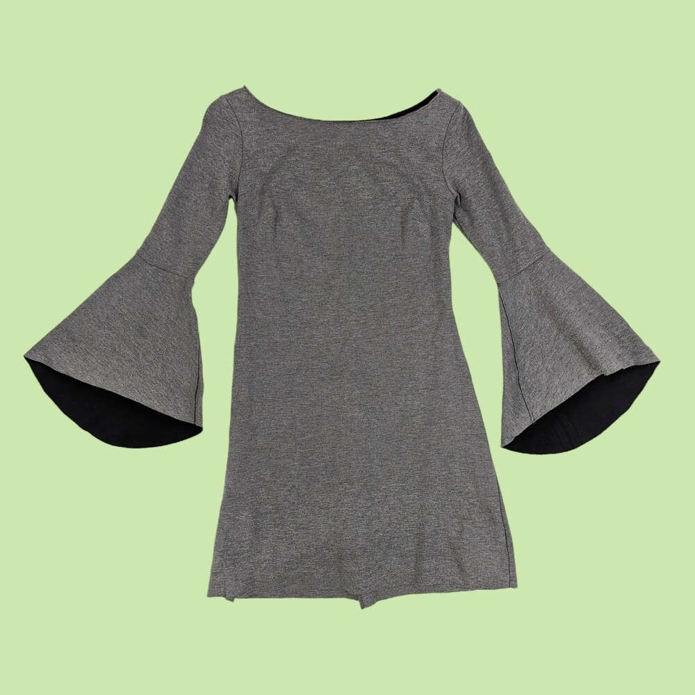Bailey 44 Dress XS Women's Bell Sleeve Ponte Knit Shift Gray Mini - Picture 3 of 6